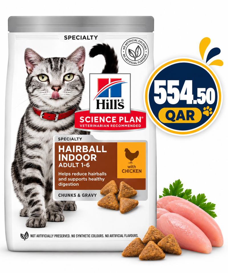 Hills Science Plan Hairball Indoor Feline Food with Chicken 10kg