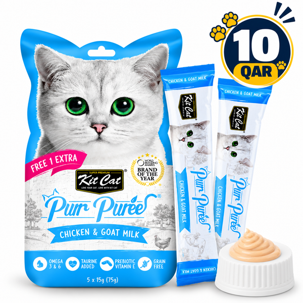 Kit Cat Purr Puree Liquid Treats for Cat – Chicken & Goat Milk (15gx5 Sticks)