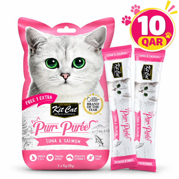 Kit Cat Purr Puree Liquid Treats for Cat – Tuna & Salmon (15gx5 Sticks)