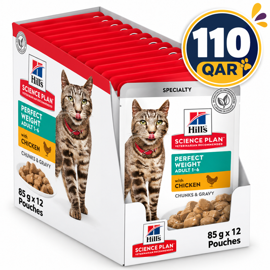Hills Science Plan Perfect Weight Adult Feline Food with Chicken 85gx12