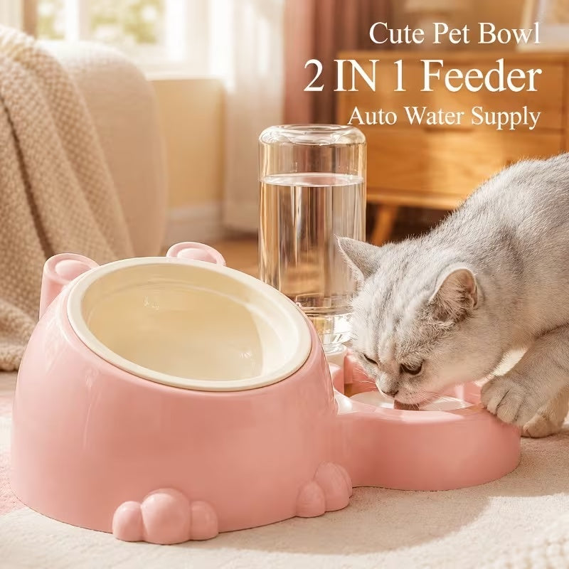 Automatic Feeder Cat Bowl with Water Dispenser, Feeding Dispenser, Drinking Feeder