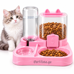 Automatic Feeder with Dual Bowls – pink,  Feeding Dispenser, Drinking Feeder