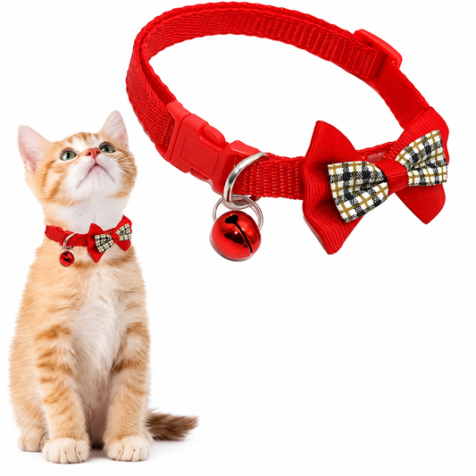 Adjustable Cat Collar Set with Bow Tie & Bell