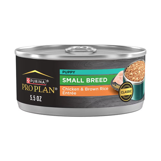 Purina Pro Plan Puppy Small Breed Chicken and Brown Rice Entree Wet Dog Food 156g Cans