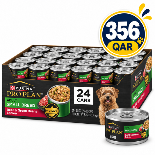 Purina Pro Plan Adult Small Breed Beef and Green Beans Entree in Gravy Wet Dog Food, 156g Can x 24pcs Box