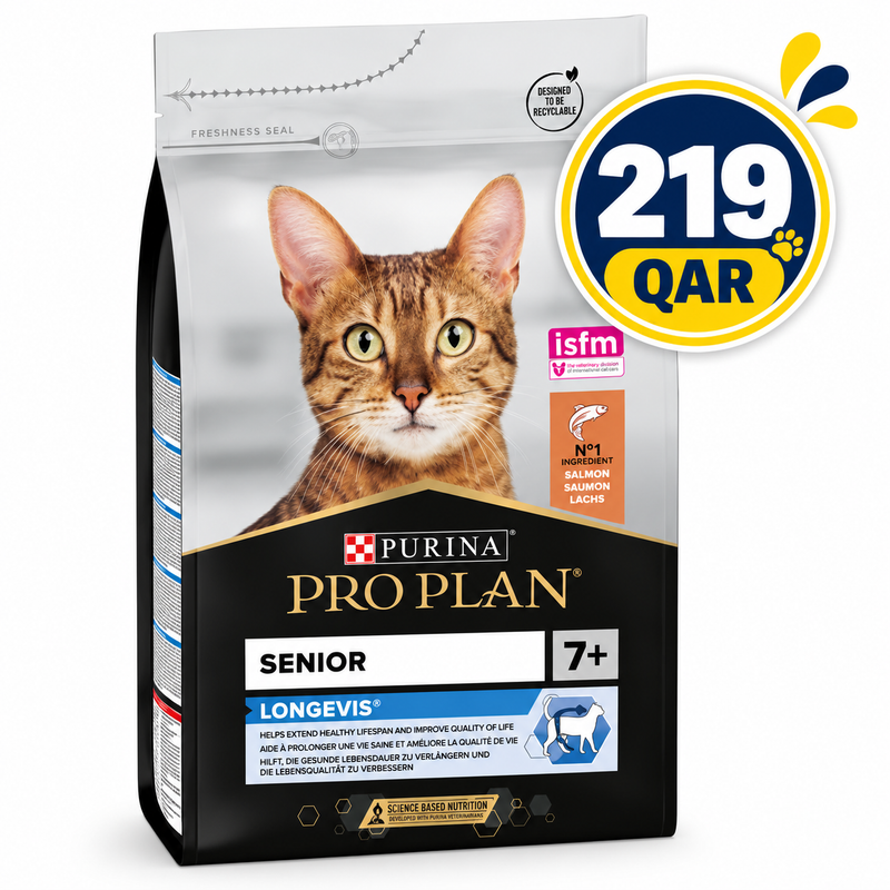Purina Pro Plan Senior 7+ Longevis, Dry Cat Food with Salmon, 3 kg