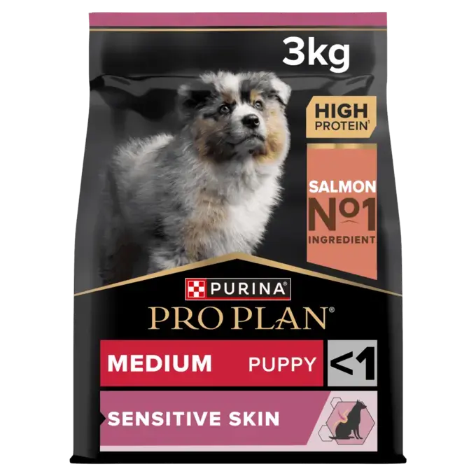 Purina Pro Plan Medium Puppy, Sensitive Skin, Dry Dog food with Salmon, 3 kg