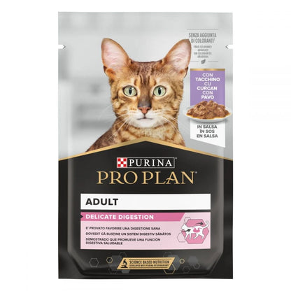 Purina Pro Plan Delicate Digestion Adult Wet Cat Food, Turkey and Ocean Fish, mix-flavor pack, 10 x 85g Box