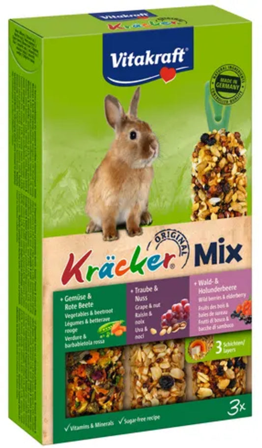 Vitakraft Kräcker Trio Mix Vegt/Nut/Wild berry Rabbit 168g – 3pcs