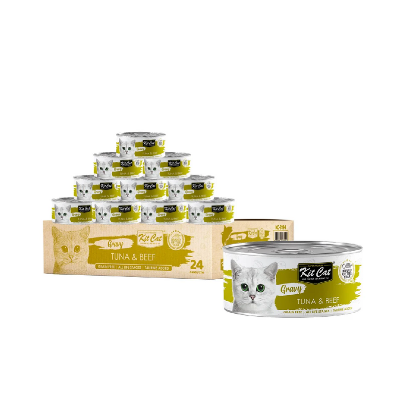 Kit Cat Gravy Canned Food (Tuna & Beef) 24 X 70G