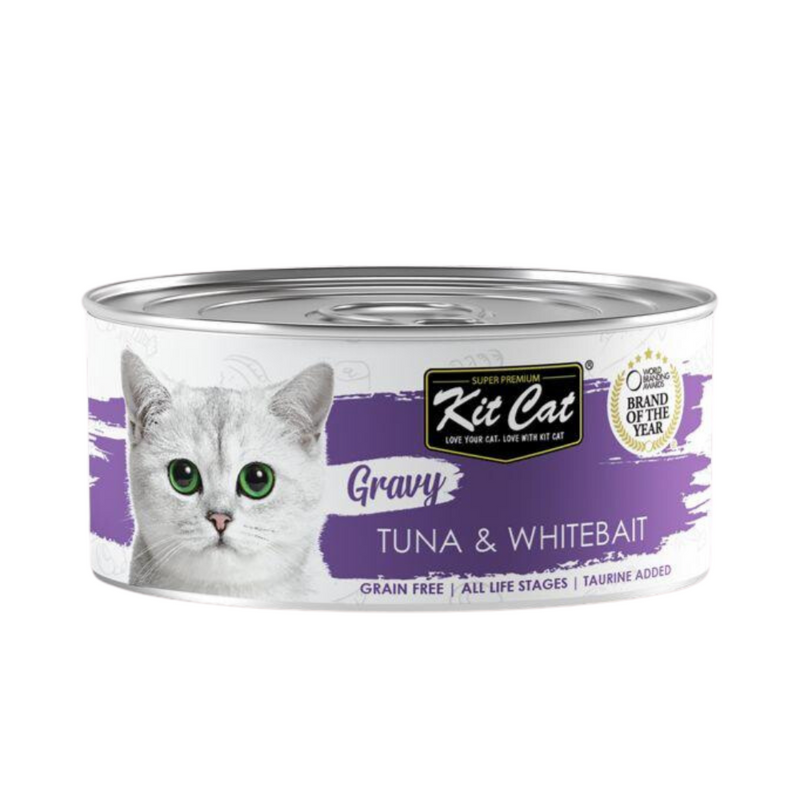 Kit Cat Gravy Canned Food (Tuna & Whitebait) 24 X 70G